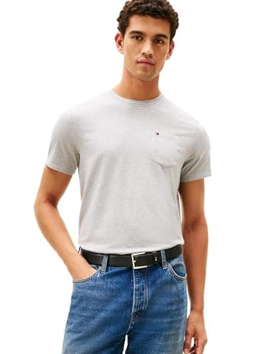 Tommy Hilfiger Mens Men's Short Sleeve Crewneck with Pocket T Shirt, Grey Heather, 3X-Large Big US