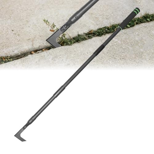 Pragmatist 43.7 Inch Adjustable Crack Weeder, Long Handle Crevice Weed Puller, Anti-Rust Steel Manual Weeding Tool with Soft Foam Grip for Sidewalk Paver Wall Deck Lawn Yard Gaps