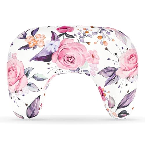 Pea Pod Nursing Pillow Cover, Soft Stretchy Nursing Cover for New-Designed Breastfeeding Pillow, Removable Feeding Slipover for Baby Boy and Girls, Pink Floral Pattern