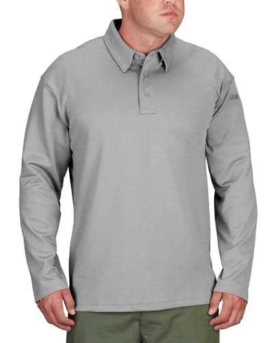 Propper Men's I.C.E Men's Long Sleeve Performance Polo Shirt, Grey, 6X-Large