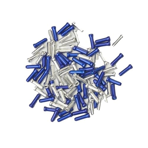 WOLVINA 100pcs Aluminum Bike Cable End Caps, Inner Wire Tips for Brake & Shift Cables, Lightweight Silver/Blue Ferrules