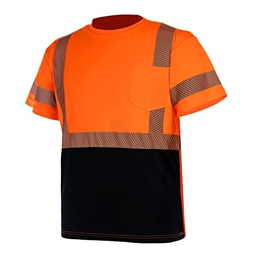 VENDACE Hi Vis Reflective Safety Shirts for Men ANSI Class 2 High Visibility Construction Work T Shirt(Orange,L)
