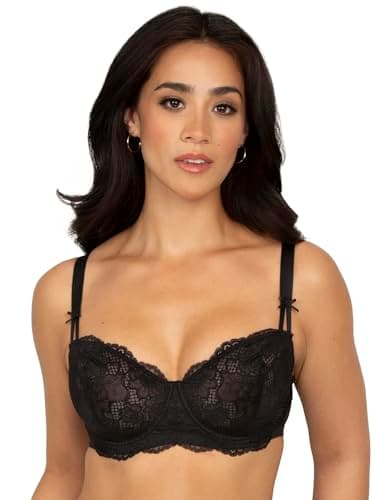 Smart & Sexy Women's Temptation Lace Balconette Bra Black Hue 38D