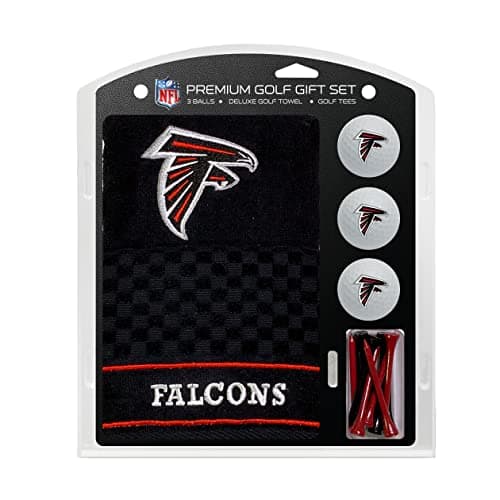 Team Golf NFL Atlanta Falcons Gift Set: Embroidered Golf Towel, 3 Golf Balls, and 14 Golf Tees 2-3/4" Regulation, Tri-Fold Towel 16" x 22" & 100% Cotton