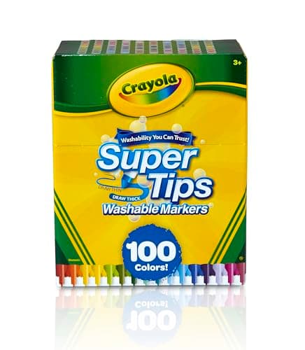 Crayola Super Tips Marker Set (100ct), Fine Point Washable Markers, Drawing Markers for Kids & Adults, Create Thick & Thin Lines, Art Supplies, Ages 3+