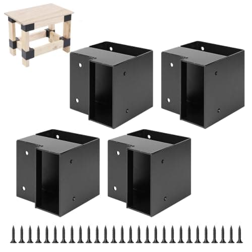Rasugarlary Workbench Bracket Kit, Heavy Duty Steel Workbench Kit for 2x4 (Actual 1.5"x3.5") Wood, 3-Way Right Angle Corner Bracket for Custom Work Bench Table Shelving - 4 Pcs Black