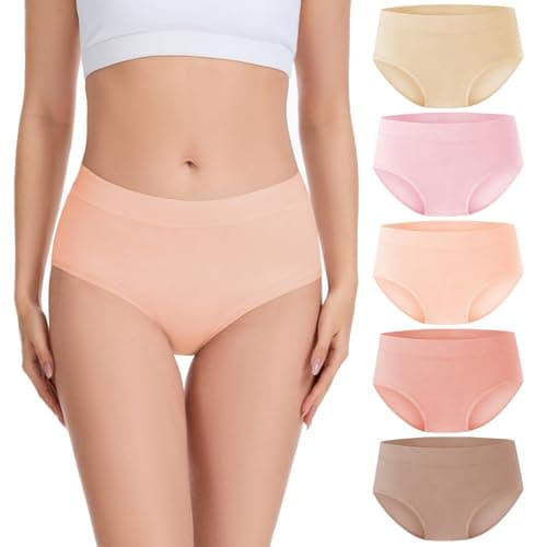 Migbean Viscose Bamboo Women Luxury Underwear Silky Comfy Ultra Soft Briefs Stretch Mid Waist Panties 5 Pack