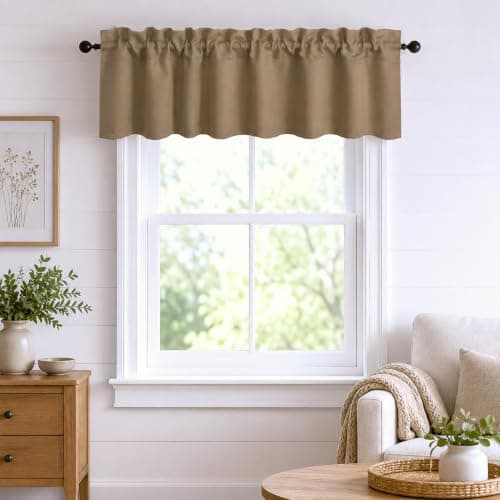 Aquazolax Single Panels Curtain Valances for Kitchen/Living Room/Bathroom Windows Privacy Protect Decorative Valence Panel, 52 Wide by 14 inch Long, Taupe