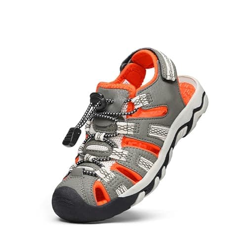 DREAM PAIRS Boys Girls Summer Outdoor Athletic Sport Sandals Walking Hiking Hook and Loop Adjustable Multicolor for Toddler/Little/Big Kids, Size 5 Toddler, Olive/Green/Beige/Orange, 160912-K