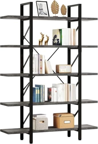 YITAHOME 5-Tier Bookshelf, 70.9" Tall Bookshelves and BookCases with 5 Shelves Display Storage Shelves for Home Office, Living Room, Charcoal Gray
