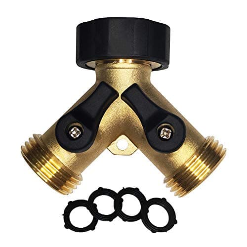 HQMPC Hose Splitter 2 Way Brass Y Valve +3/4" GHT Thread Extra 4 Pressure Washers