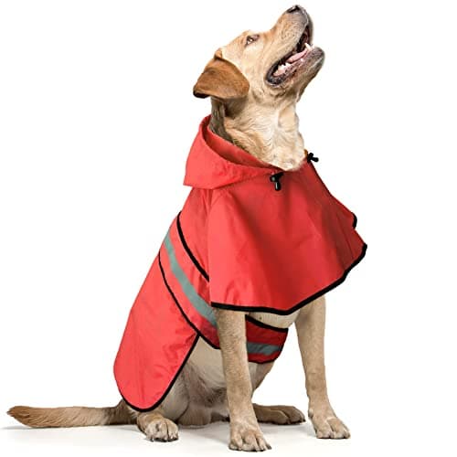 Domagiker Waterproof Dog Raincoats - Hooded Raincoats for Dogs, Adjustable Reflective Dog Rain Coat, Windproof Dog Rain Jacket Pet Rain Slicker Poncho for Small, Medium, Large Dogs (Red, Large)