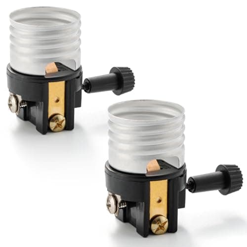 UL Listed Light Socket Replacement, E26/E27 Lamp Socket Interior with ON/Off Switch, Medium Base, Lamp Repair Parts for Table Lamp and Floor Lamp, Lamp Switch Replacement,（2 Pack）