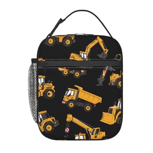 Yilad Road Roller Bulldozer Dumper Lunch Box Insulated Soft Bag Reusable Cooler Bag For Women&Men Work Picnic Hiking