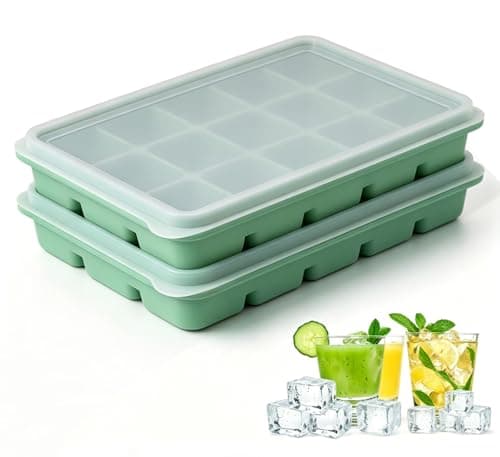 Azxb Ice Cube Trays with Lid, 2 Packs 30 Cubes Durable Stackable Flexible Silicone Ice Cube Trays for Freezer with Removable Silicone Lids for Baby Food, Whiskey, Cocktail, Coffee, BPA Free