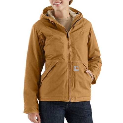 Carhartt Women's Flame Resistant Full Swing® Loose Fit Quick Duck® Sherpa-Lined Jacket, Carhartt Brown, X-Large