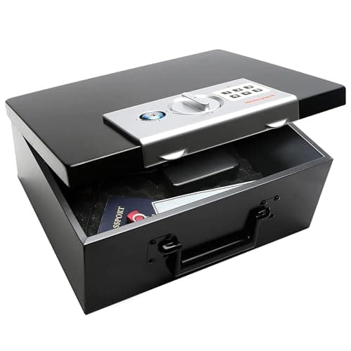 Honeywell Safes & Door Locks - Hideable Small Safe Box - Fire Resistant Document Safety Box for Home - Steel Security Digital Code Lock for Personal Items, Jewelry, Money Safe - 0.26-CU - Black - 6108
