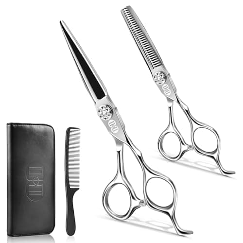 CIICII Professional Hair Cutting Scissors Kit, 440C 6.7″ Barber Shears Set