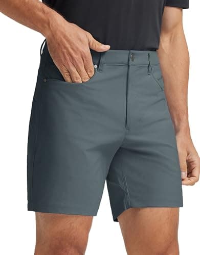 M MAELREG Men Golf Shorts Quick Dry Fit Stretch Casual Flat Front Dress 5 Pockets 7'' Work Shorts for Men Dark Grey
