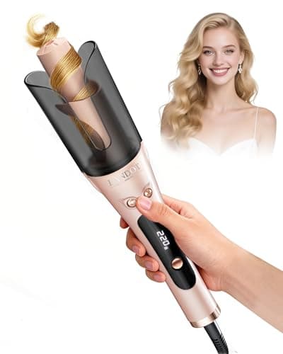Automatic Rotating Curling Iron 1-inch - LANDOT 2-Way Anti-Tangle Self Curling Wand, Effortless Curls for Special Occasions, Dates & Vacations, Fast Heat-Up Ceramic Barrel for Gorgeous Styles