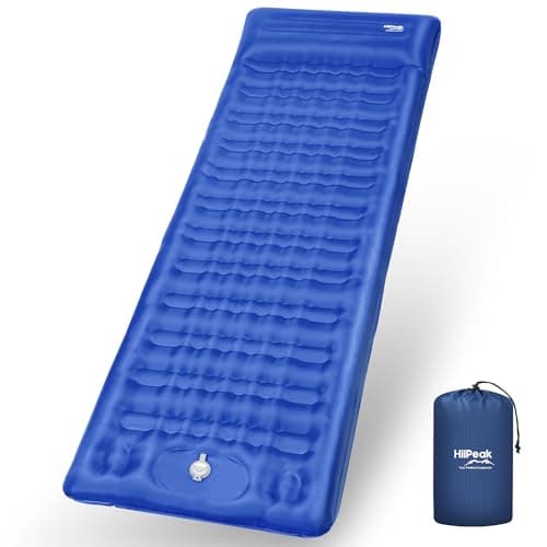 HiiPeak Double Sleeping Pad Self Inflating 3" Extra-Thick for 2 Person with Pillow Built-in Foot Pump Inflatable Sleeping Mat for Backpacking, Hiking, Traveling, Tent, Camping Mat (Single Blue)