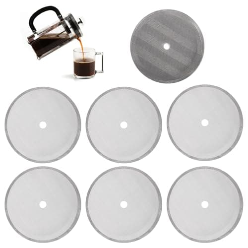 LXUEJIE 6Pcs French Press Replacement Filter Screen, Mesh Stainless Steel French Press Filter, 4 Inch Reusable Coffee French Press Filters for 8 Cup/1000 ml/34 oz Coffee Tea Makers