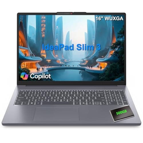 Lenovo IdeaPad Slim 3 16" WUXGA Laptop Computer, Intel Core i5-13420H, 16GB RAM, 512GB SSD, 500GB Ext. HDD, Wi-Fi 6, Privacy Shutter, Windows 11 Home, Everyday Use