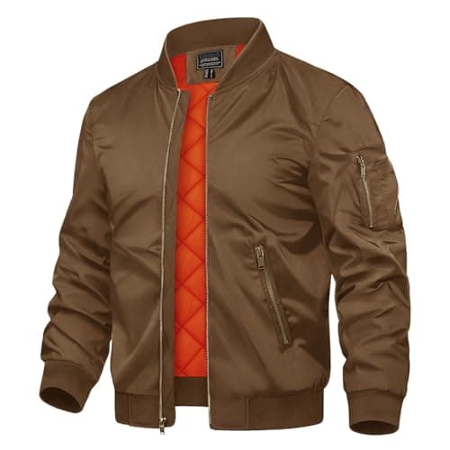TACVASEN Men's Jackets Full Zip Up Winter Warm Fleece Liner Work Coats Outwear Brown, S