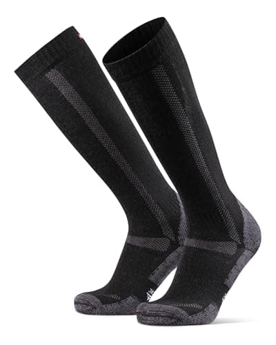 DANISH ENDURANCE Knee High Hiking Socks, Merino Wool, Long, Thermal, Winter Socks for Women & Men, Black, X-Large