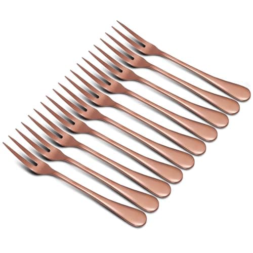 Rose Gold Crab Stainless Steel Forks,Escargot Fork 2 Prong Tasting Appetizer Forks Portable Cocktail Salad Fruit Forks for Party Travel,Set of 10, 5 Inches (10 Pcs)