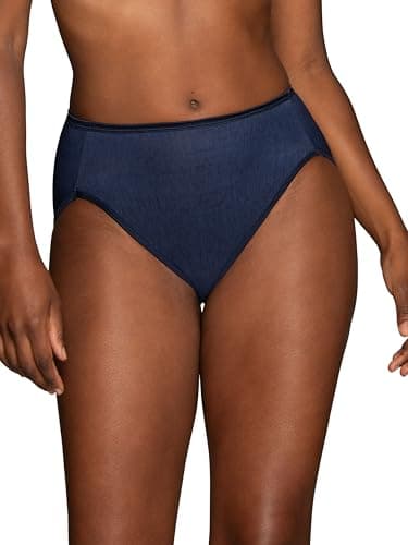 Vanity Fair Women's Illumination Hi Cut Panties (Regular & Plus Size), Ghost Navy, 8