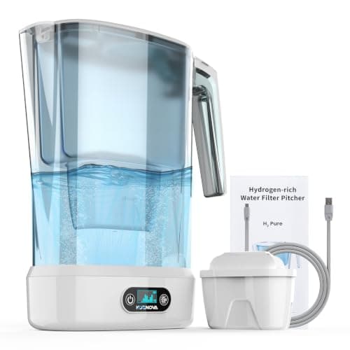 Hydrogen Water Filter Pitcher - BPA Free Rich Hydrogen Water Generator Electrolysis Jug with SPE/PEM. Removes 99% of Lead, Microplastics, PFAS & Chlorine – Advanced UltraFiltration Technology