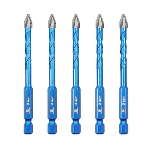 BRSCHNITT Head Eccentric Drill Bit 1/4" 6mm - 5pcs Carbide Tipped Drill bit Masonry Drill Bit Sets for Porcelain Ceramic Tiles Glass Hard Plastic Cement/Granite etc
