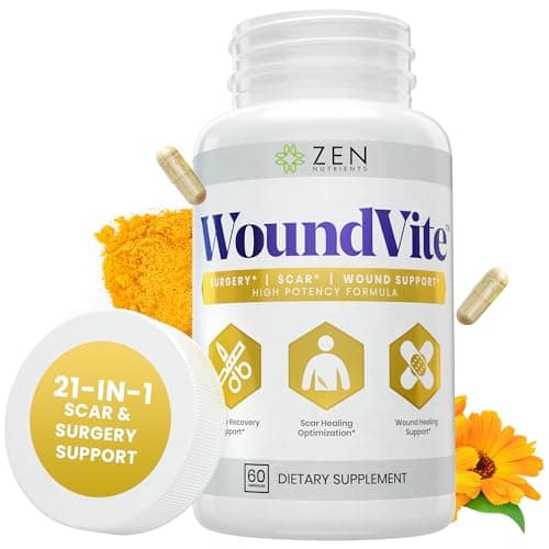 Zen Nutrients WoundVite Comprehensive Post Op Wound Care, Scar Reduction, Scar Treatment, Plastic & General Surgery, Heal Faster