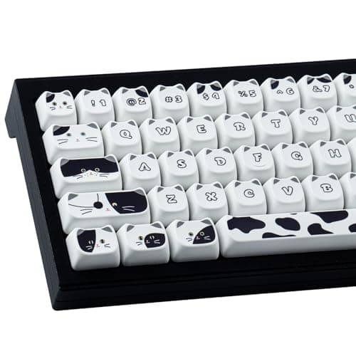 PBT Keycaps 135 Keys Black and White Cat Cute keycaps