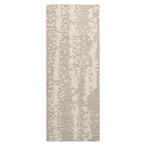 Nicole Miller New York Mod Weave Abstract Knotted Texture Handcrafted Runner Area Rug, 100% Wool Rug, Taupe, 2'5"x7"