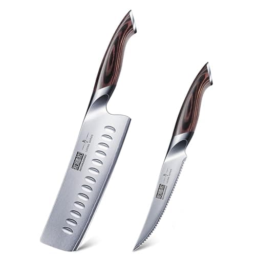HOSHANHO 5 inch Tomato Knife, Ultra Sharp Japanese High Carbon Stainless Steel Tomato Slicer Knife & 7 Inch Nakiri Knife