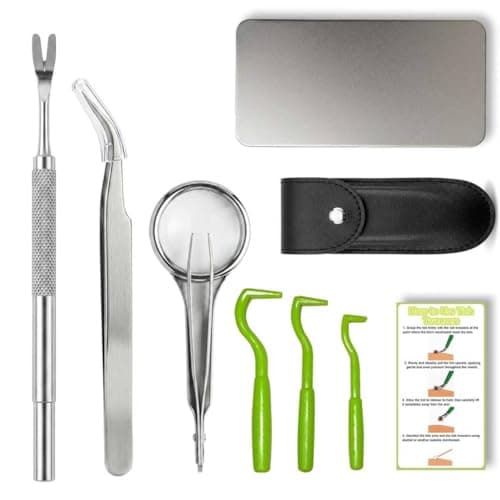 YtlponHuanYi Tick Removal Tool Set,8 in 1 Twister Kit with Stainless Steel Tick Remover&Tweezers,Portable Pocket Storage,Professional Tick Remover Set for Dogs,Cats,Humans,Outdoor,Camping