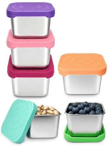 HTEVW 6 Pack Stainless Steel Snack Containers for Kids, 6 oz Food Container