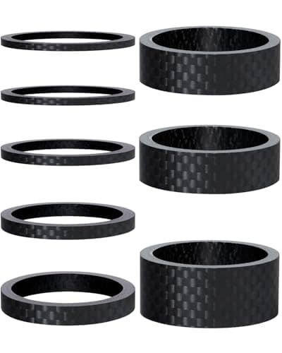 Cheimaxy 8PCS Carbon Fiber Headset Spacers, Matte Finish, Lightweight and Precision, Fits 1 1/8 Inch Stem for MTB, Road Handlebar Stems, 6 Sizes (1/2/3/5/10/15 mm)