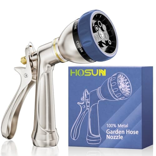 HOSUN Heavy Duty Garden Hose Nozzle, 100% Metal Adjustable Water Sprayer with 7 Spray Patterns, Leak-Proof Rear Trigger with Lock, High Pressure Hose End for Lawn Watering, Car Wash, Pet Cleaning