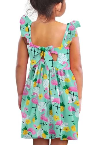 Vieille Girls Summer Dresses Size 7 Girls Backless Flamingo Hawaii Dresses