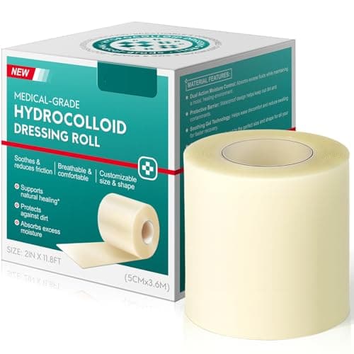 Hydrocolloid Roll for Wound Care, 2in*12ft Hydrocolloid Bandages Patch with Self-Adhesive, Cut-to-Size Ultra Absorbent, Flexible & Waterproof, First Aid Kit Essential