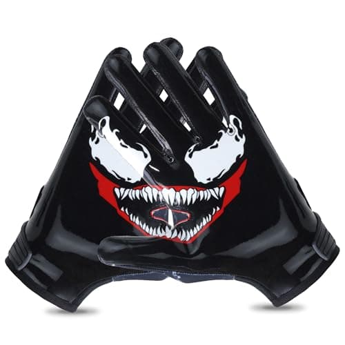 APSICLO Sticky Football Receiver Gloves Silicone Grip Youth & Adult Sizes (Black, Adult Medium)