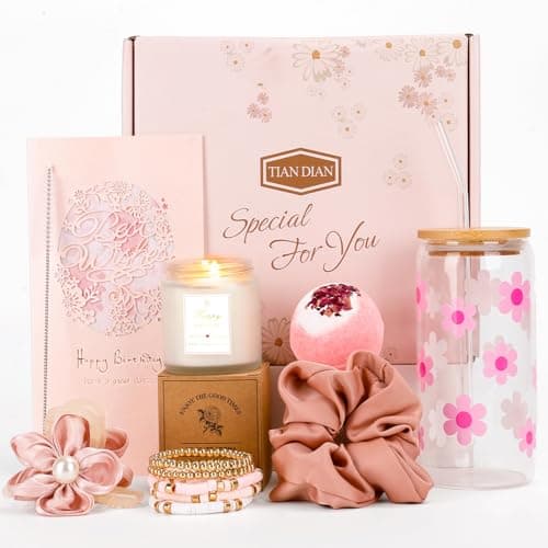 Birthday Gifts for Women Friendship, Teen Girls, Girls, Unique Cute Birthday Gift Box For Girl, Her, Sister, Daughter, Friends, Ideas Cute Daisy Aesthetic Glass Cups Gifts Set
