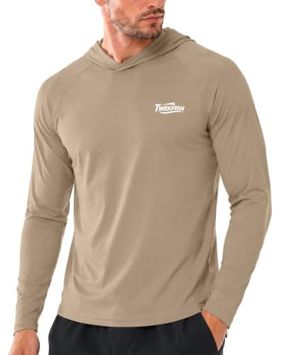Twekfish Men’s UPF 50+ Hooded Sun Shirts, UV Protection Fishing Hoodie