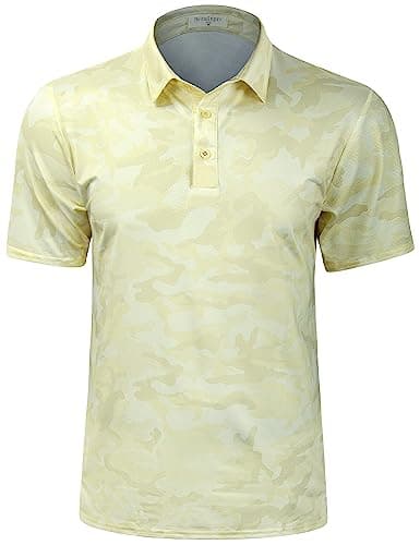 Derminpro Men's Slim Fit Moisture Wicking Short Sleeve Dry Fit Golf Polo Shirts Apricot Camo X-Large