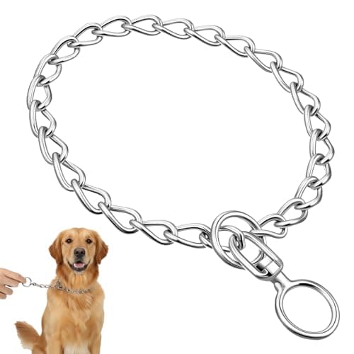 Dog Chain Collar, Metal Choke Chain for Dogs, Heavy Duty Training Slip Choke Collar for Small Medium Large Dogs (M)