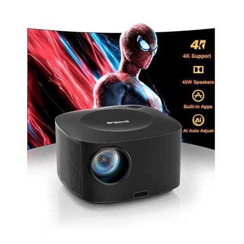 [Official Licensed Apps/40W Dolby Audio]Projector with WiFi and Bluetooth with Smart OS 2.0&AI Auto 3s Focus Outdoor-Projector-4K, ONOAYO ONO5Pro Movie Proyector for Bedroom/Celling/Home