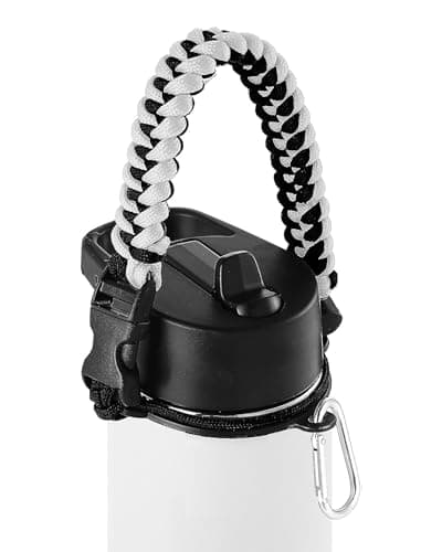 IRON °FLASK Paracord Handle - Fits Wide Mouth Water Bottles - Durable Carrier, Secure Accessories, Survival Strap Cord, Safety Ring, and Carabiner - Seven Core Paracord Bracelet
